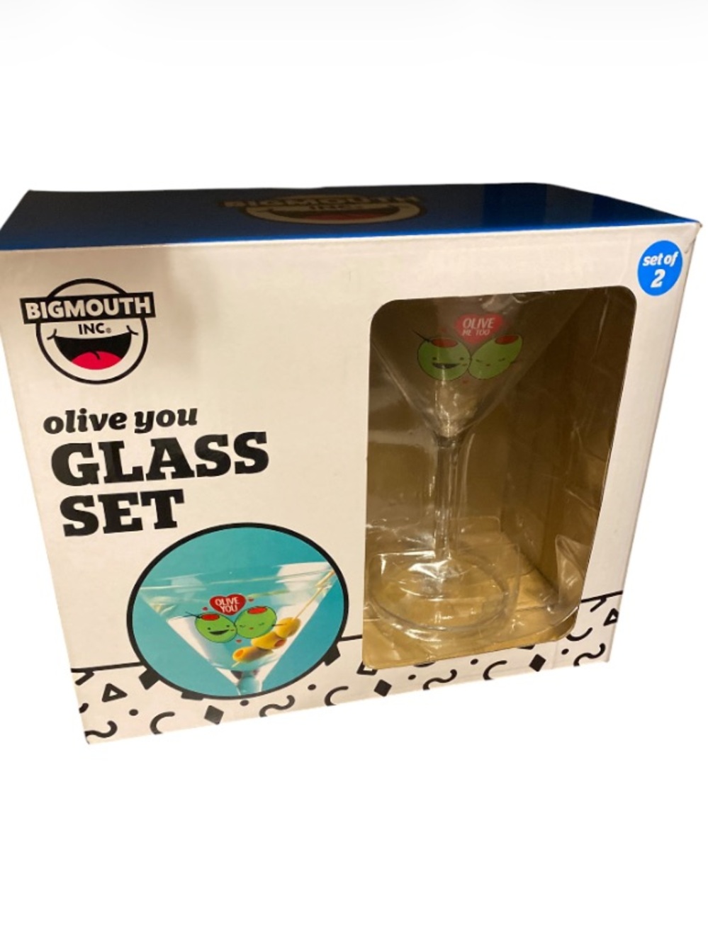 BigMouth Inc. Olive You Martini Glass Set - Green